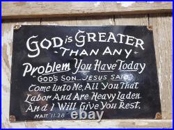 Vintage Church Porcelain Sign God Christian Bible Verse Religion Lords Prayer Vintage Church Porcelain Sign God Christian Bible Verse Religion Lords Prayer