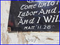 Vintage Church Porcelain Sign God Christian Bible Verse Religion Lords Prayer Vintage Church Porcelain Sign God Christian Bible Verse Religion Lords Prayer
