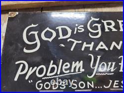 Vintage Church Porcelain Sign God Christian Bible Verse Religion Lords Prayer Vintage Church Porcelain Sign God Christian Bible Verse Religion Lords Prayer