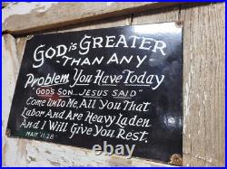 Vintage Church Porcelain Sign God Christian Bible Verse Religion Lords Prayer Vintage Church Porcelain Sign God Christian Bible Verse Religion Lords Prayer