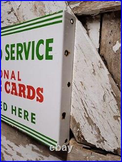 Vintage Cities Service Porcelain Sign Flange Gas Charge Card Accepted Here 20