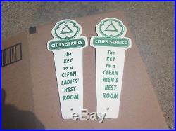 Vintage Cities Service Rest Room key holders kansas Gas Oil Service Station Sign