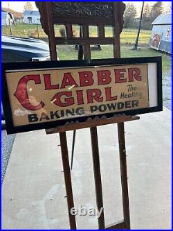 Vintage Clabber Girl Framed Country Store Sign 38 x 14