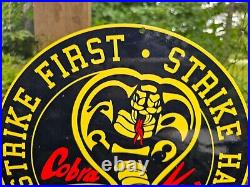 Vintage Cobra Kai Strike First-strike Hard-no Mercy Porcelain Sign 12