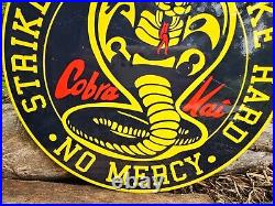 Vintage Cobra Kai Strike First-strike Hard-no Mercy Porcelain Sign 12