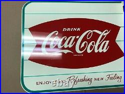Vintage Coca Cola Fishtail Flange Sign New Old Stock almost mint