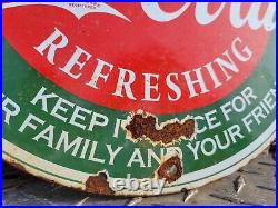 Vintage Coca Cola Porcelain Sign Gas Coke Soda Beverage Advertising Drink Pop