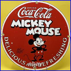 Vintage Coca Cola Porcelain Sign Gas Station Bottle Pepsi Disney Mickey Mouse