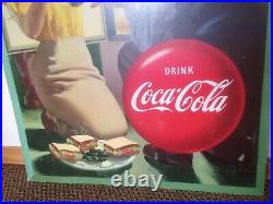 Vintage Coca Cola, cardboard sign, 1948