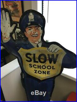 Vintage Coca-cola Policeman School Crossing Guard Original Coke Advertising Sign