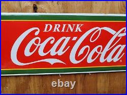 Vintage Coke Porcelain Sign Coca Cola Beverage Push Pull Door General Store Oil