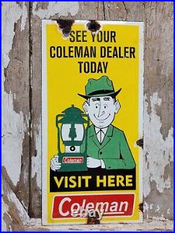 Vintage Coleman Porcelain Sign Oil Lantern Lamp Camping Flashlight Equipment