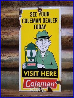 Vintage Coleman Porcelain Sign Oil Lantern Lamp Camping Flashlight Equipment