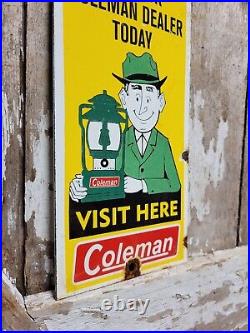 Vintage Coleman Porcelain Sign Oil Lantern Lamp Camping Flashlight Equipment