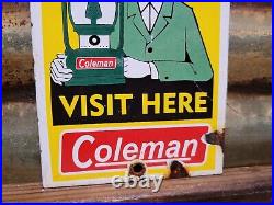 Vintage Coleman Porcelain Sign Oil Lantern Lamp Camping Flashlight Equipment