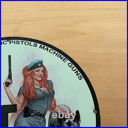 Vintage Colt Porcelain Sign Firearms Revolver Sales Service Station Pump Plate