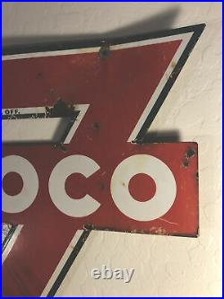 Vintage Conoco porcelain double-sided service station sign 30x 25 triangle