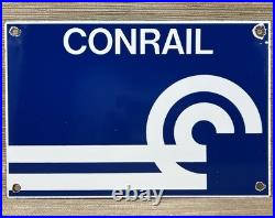 Vintage Consolidated Rail Corporation Porcelain Sign Train Station Conrail Gas