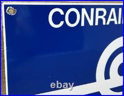 Vintage Consolidated Rail Corporation Porcelain Sign Train Station Conrail Gas