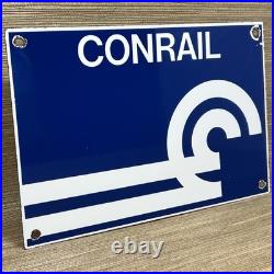 Vintage Consolidated Rail Corporation Porcelain Sign Train Station Conrail Gas