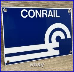 Vintage Consolidated Rail Corporation Porcelain Sign Train Station Conrail Gas