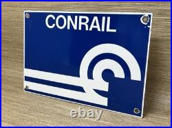 Vintage Consolidated Rail Corporation Porcelain Sign Train Station Conrail Gas