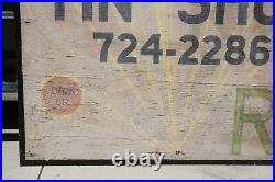 Vintage Construction Advertising Sign Roofing Roof asphalt wood hardware garage