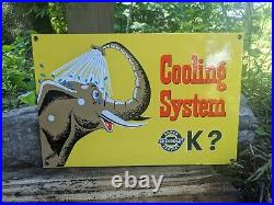 Vintage Cooling System Ok Dealer Car Porcelain Metal Advertising Sign 12 X 8