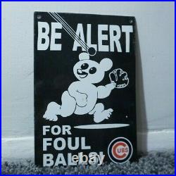 Vintage Cubs Porcelain Mlb Service Baseball Field Chicago Wrigley Stadium Sign