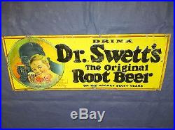 Vintage DR. SWETT'S ROOT BEER Embossed Metal Soda Sign40s-Very Rare! WOWLQQK