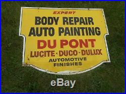 Vintage DUPONT Auto Painting Body Repair Oil Automotive Advertising Die CUT SIGN