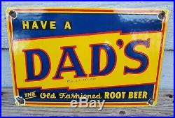 Vintage Dad's Old Fashioned Root Beer Porcelain Advertising Sign Soda Pop