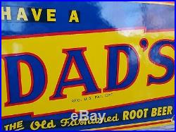 Vintage Dad's Old Fashioned Root Beer Porcelain Advertising Sign Soda Pop