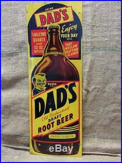 Vintage Dad's Root Beer Sign w Deep Color Antique Signs Soda Cola 8493