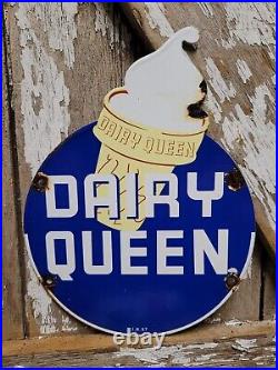 Vintage Dairy Queen Porcelain Sign 1957 Ice Cream Restaurant Dessert Sweet Treat