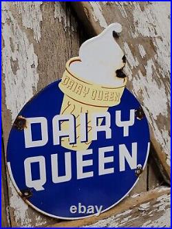 Vintage Dairy Queen Porcelain Sign 1957 Ice Cream Restaurant Dessert Sweet Treat