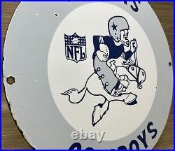 Vintage Dallas Cowboys Porcelain Sign NFL Stadium Gas Station Pump Plate Texas