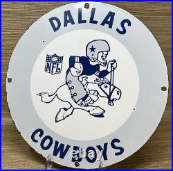 Vintage Dallas Cowboys Porcelain Sign NFL Stadium Gas Station Pump Plate Texas