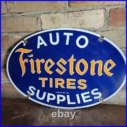 Vintage Dated 1953 Firestone Tires Porcelain Sign Gas Station Sign 11 X 16.5