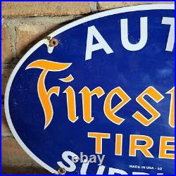 Vintage Dated 1953 Firestone Tires Porcelain Sign Gas Station Sign 11 X 16.5