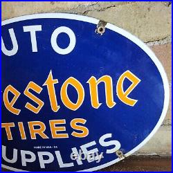 Vintage Dated 1953 Firestone Tires Porcelain Sign Gas Station Sign 11 X 16.5