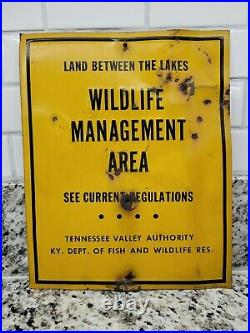 Vintage Dated 1968 Fish & Wildlife Sign Tennessee Wildlife Managment Gas Oil