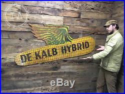 Vintage DeKalb Seed Flying Corn 72 6 Foot Masonite Advertising Sign