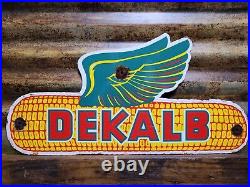 Vintage Dekalb Porcelain Sign Corn Feed Seed Farm Grain Farming 23 Supply Co