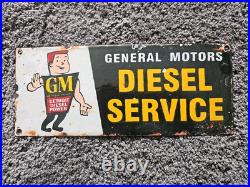 Vintage Detroit Diesel Power Porcelain Enamel Sign 12 X 5 General Motors