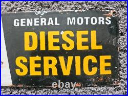 Vintage Detroit Diesel Power Porcelain Enamel Sign 12 X 5 General Motors