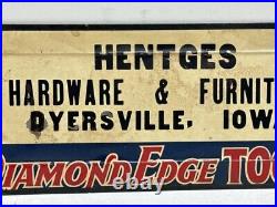 Vintage Diamond Edge Tools Tin Embossed General Store Advertising Sign 28 Long