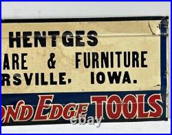 Vintage Diamond Edge Tools Tin Embossed General Store Advertising Sign 28 Long