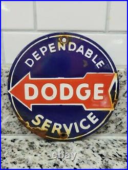 Vintage Dodge Porcelain Sign Used Car Truck Sales Dealer Gas Station Oil Service
