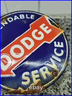 Vintage Dodge Porcelain Sign Used Car Truck Sales Dealer Gas Station Oil Service